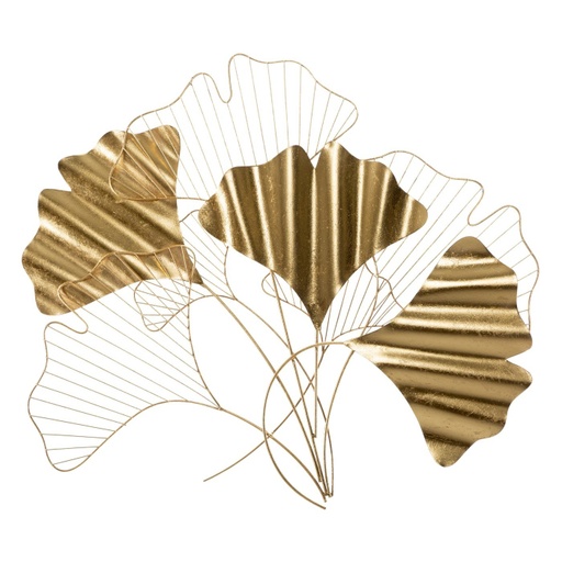 [DEMF-0319790000[D]] Ginkgo biloba fali dekoráció, hajlított levelekkel, arany - GINGKO