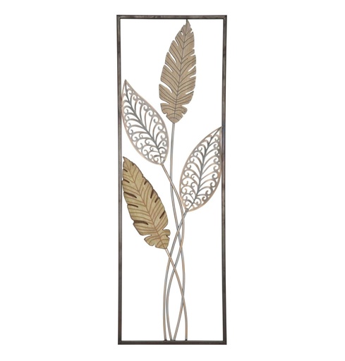 [DEMF-031755000A[D]] Íves leveles fali dekoráció, fekete keretben, arany - ALOCASIA