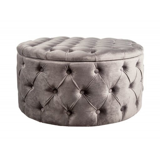 [DEIV-40320[D]] Tárolós chesterfield bársony ülőke,  szürkésbarna - VERSAILLES