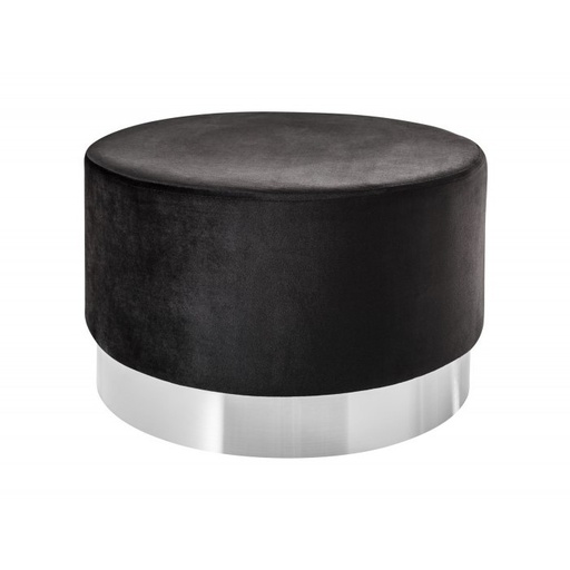 [DEIV-40726[D]] Modern bársony ülőke, ezüst talppal, fekete - OLIVETTI