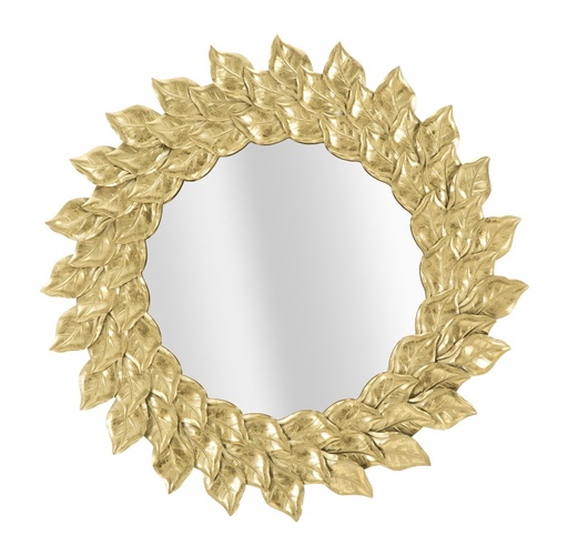 [DEMF-0659850000[D]] Nap formájú falitükör, levelekkel, 73 cm, arany - TOURNESOL