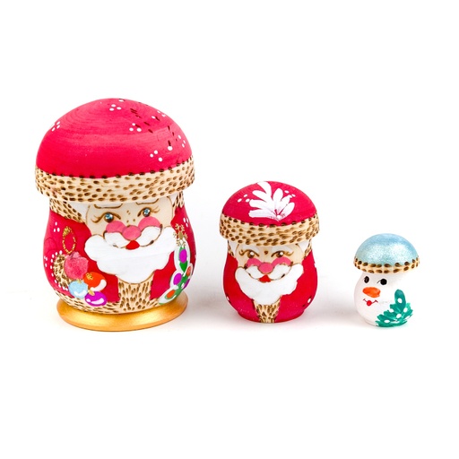 [DELE-4G] Mikulásos matrjoska baba, 3 db-os, piros - MATRIOSHKA CHAMPIGNON