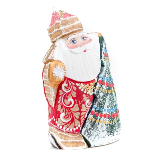 [DELE-10FTEF] Mikulás asztali dísz, díszített karácsonyfával, piros - MON BEAU SAPIN