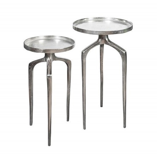 [DEIV-40358[D]] Orientális stílusú lerakóasztal szett, 2 db, ezüst - TIC TAC