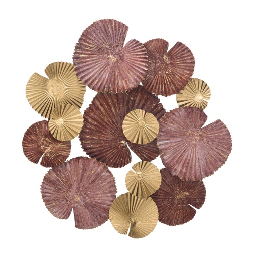[DEMF-0320030000[D]] Tavirózsa leveles fali dekoráció kompozíció, púderrózsaszín-arany - LILY FEUILLES