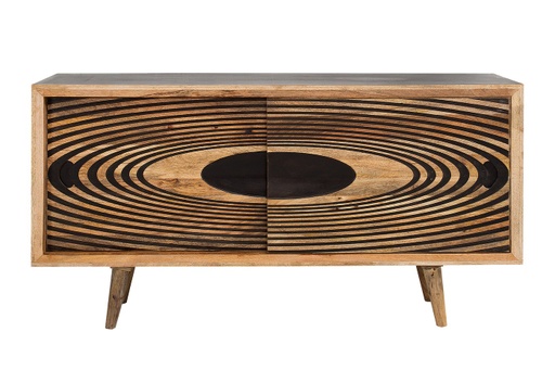 [DEIV-38732[D]] Tömörfa tároló, körkörös mintával, 160 cm, mangófa- FANTASIA