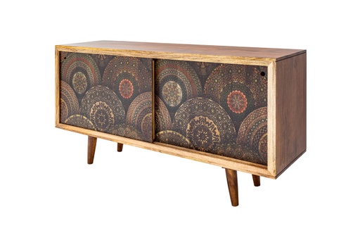 [DEIV-39039[D]] Tömörfa tároló, mandala mintával, 160 cm, mangófa - SIANT LOUIS