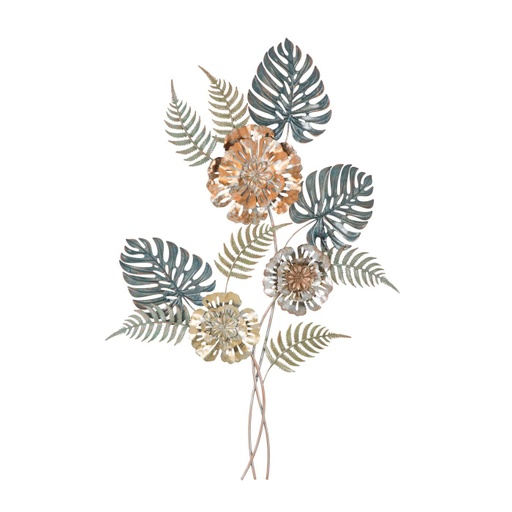[DEMF-0318780000[D]] Trópusi levél fali dekoráció, zöld-réz - BOUQUET TROPIQUE