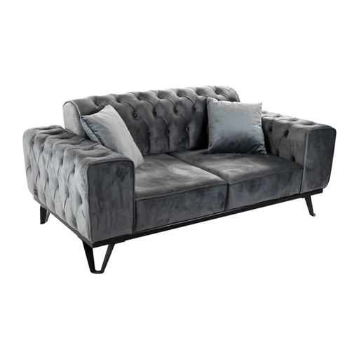 [DEST-LN2PL] 2 személyes bársony chesterfield kanapé, sötétszüke - CHESTERFIELD