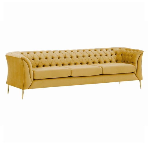 [DETK-264706[D]] 3 személyes chesterfield kanapé, mustársárga - ROYALISSIME