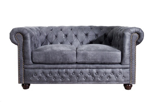 [DEIV-37390[D]] 2 személyes chesterfield kanapé, antik szürke - DUCHESSE