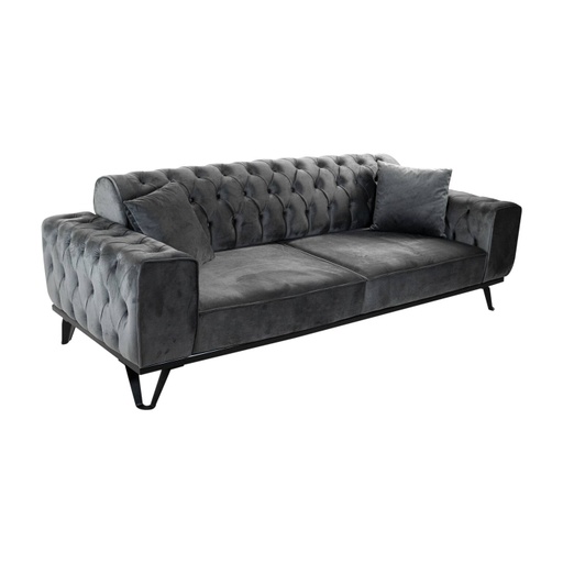[DEST-LN3PL] 3 személyes bársony chesterfield kanapé, sötétszüke - CHESTERFIELD