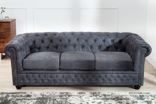 [DEIV-37391[D]] 3 személyes chesterfield kanapé, antik szürke - CAMBRIDGE
