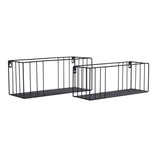 [DEHN-4292160[D]] Acél rácsos falipolc szett, 2 db, fekete - CAGES