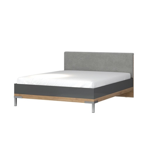 [DEJEL-BED-ONYX-KR160-ON[D]] Ágykeret kárpitozott fejtámlával, 160x200 cm, antracit-tölgy - BISE