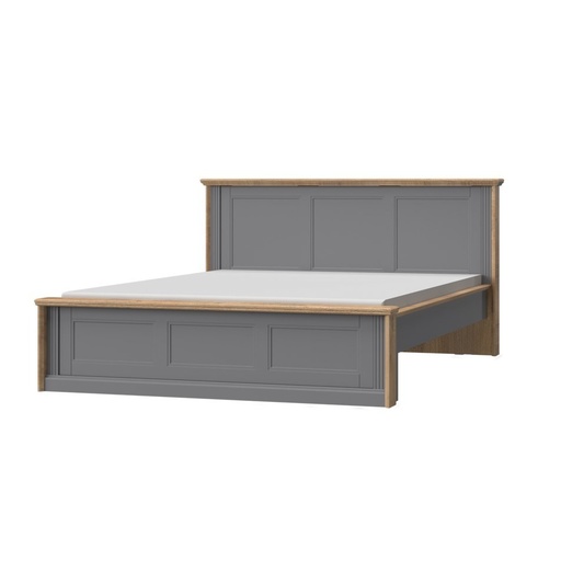 [DEJEL-BED-KR160-TA[D]] Ágykeret, diófa díszlécekkel, 160x200 cm, szürke - MISSISSIPPI