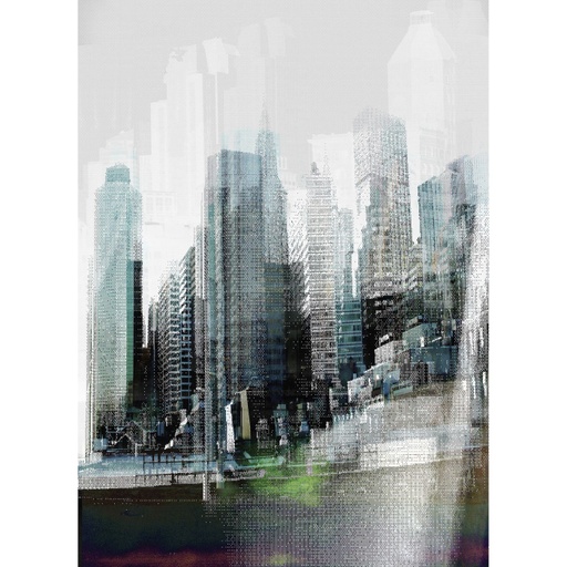 [DEJS-4-202[D]] 3D hatású városi látképet ábrázoló tapéta, 184x254 cm, fekete-kék - TOUR DE CRISTAL