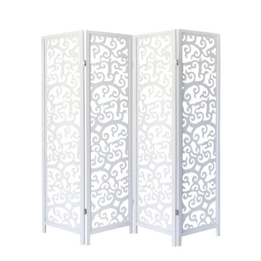 [DEHS-1056[D]] 4 részes paraván, inda mintával, fehér - ARABESQUE