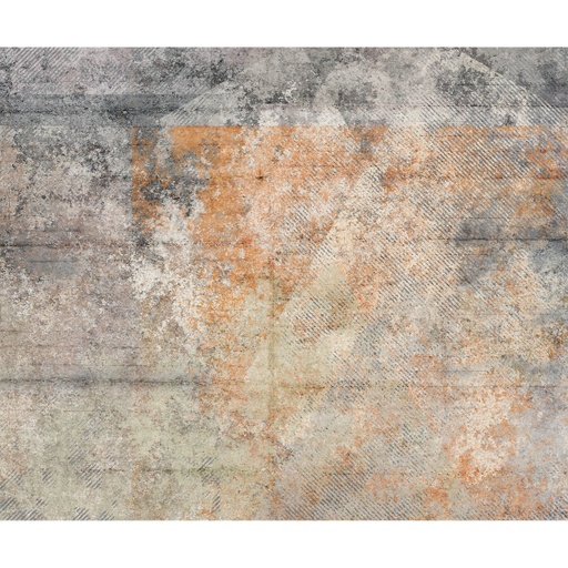 [DEJS-166-DV3[D]] Absztrakt festményt ábrázoló tapéta, 300x250 cm, szürke-narancssárga - TEMPETE DE SABLE