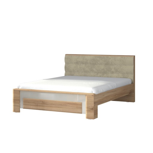 [DEJEL-BED-GALA-KR160-GL[D]] Ágykeret eco bőr fejtámlával, 160x200 cm, szürkésbarna-diófa - ALIZE