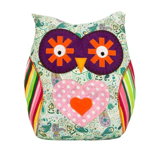 [DEOB-190068-L] Ajtótámasz bagoly - lila szemű - PATCHWORK OWL