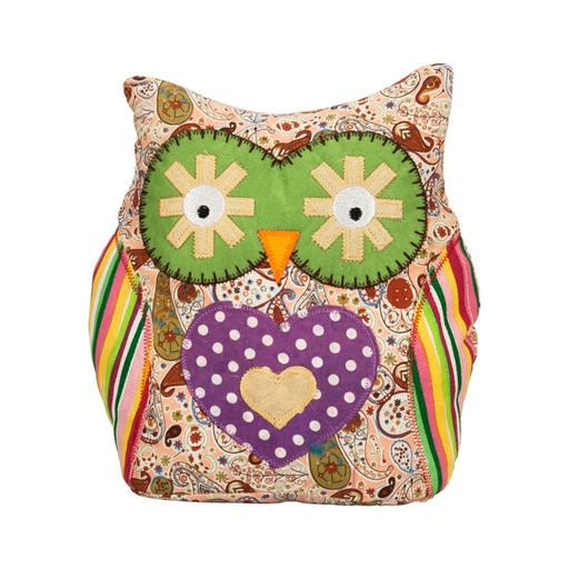 [DEOB-190068-Z] Ajtótámasz bagoly - Zöld szemű - PATCHWORK OWL