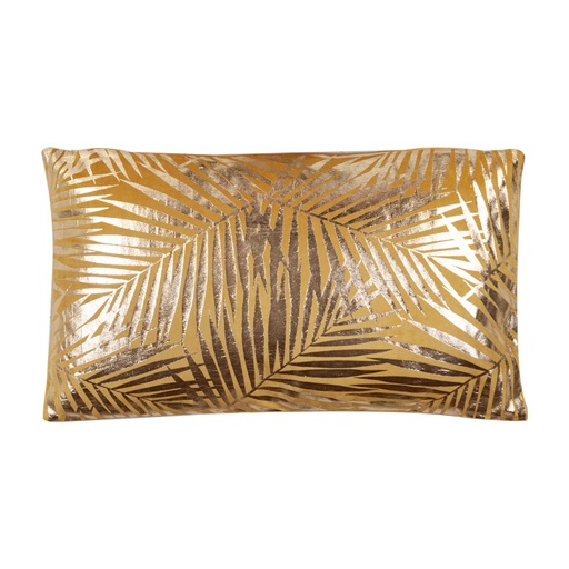 [DEJA-164099R] Arany levél mintás díszpárna, 50x30 cm, okkersárga - PALME D'OR