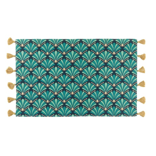 [DEDV-1741083] Art déco mintás szőnyeg, rojtokkal, 50x80 cm, pávazöld - ANDALOUSE