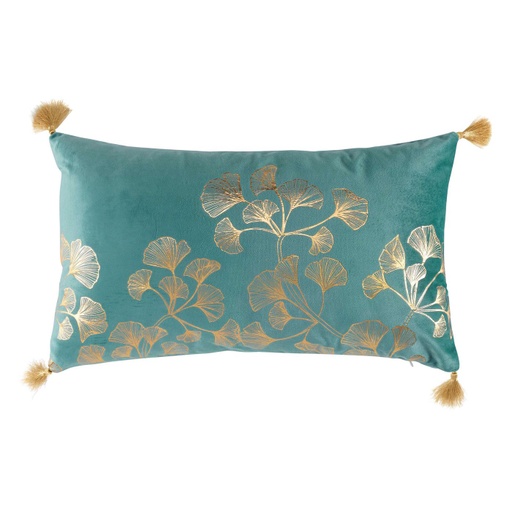 [DEDV-1609058] Arany mintás díszpárna, rojtokkal, 30x50 cm, olajzöld - REVE EN TURQUOISE