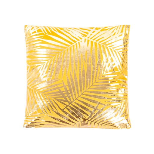 [DEJA-164098R] Arany levél mintás díszpárna, 40x40 cm, okkersárga PALME D'OR